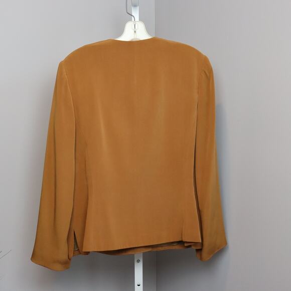 Albert Nipon Camel Brown Button Front Blazer Jacket Size 12 - Picture 2 of 3